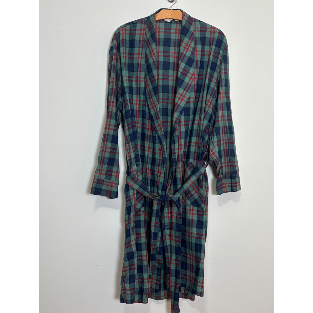 Prescott Mens Vintage Plaid Cotton Robe XL Lightweight Cabincore Loungewear